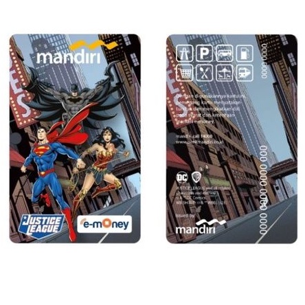 Mandiri eMONEY Justice League - WONDER WOMAN, SUPERMAN, and BATMAN ORI /Like eTOLL Tapcash Flazz or Brizzi