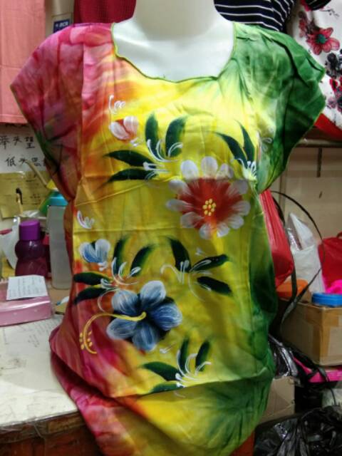 Terbaru Blouse Santai Wanita Motif Pelangi Lukis