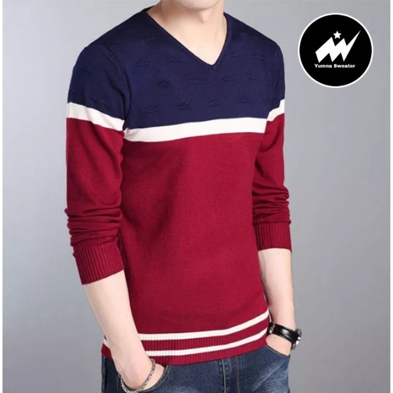 sweater rajut pria V neck premium