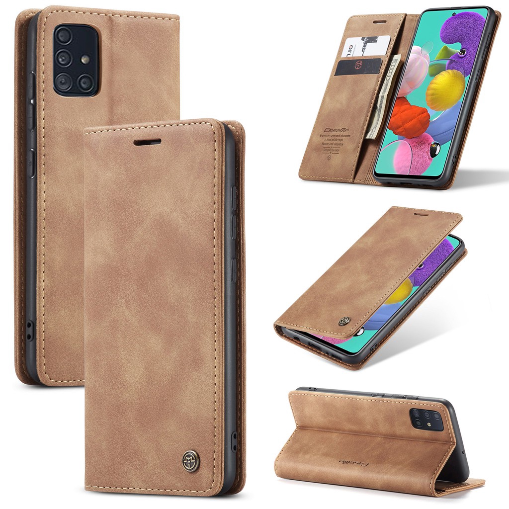 Casing Flip Case Dompet Kulit Retro Mewah + Slot Kartu