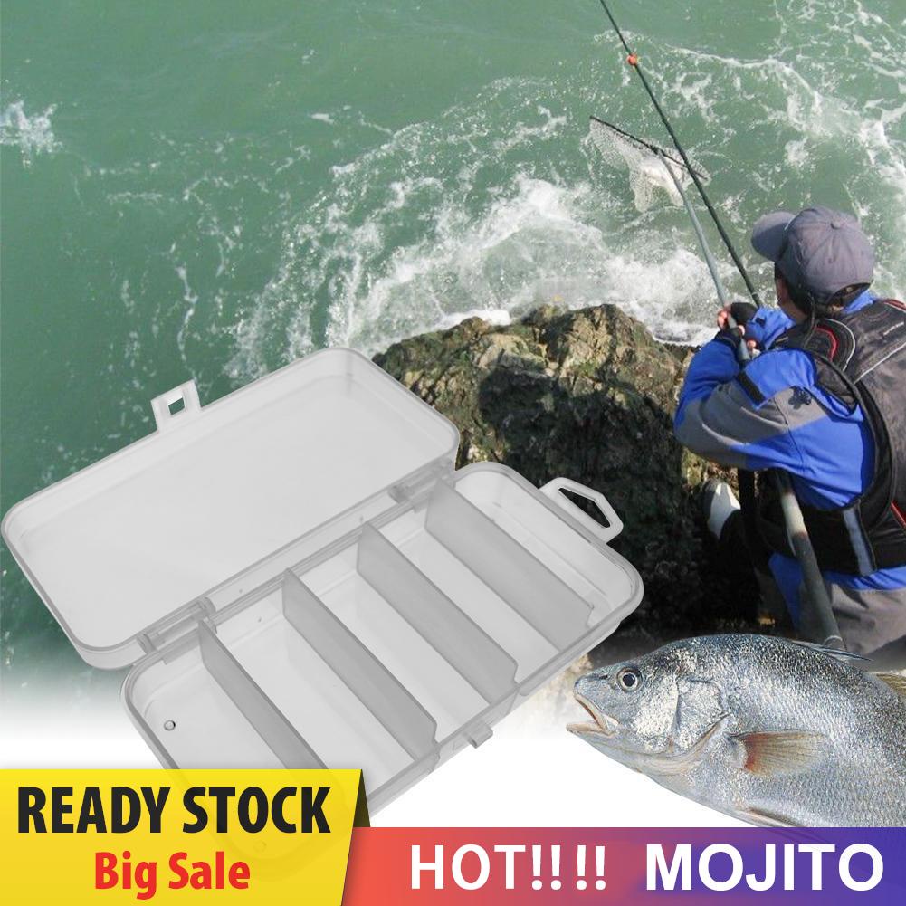 MOJITO Plastic 5 Compartments Fishing Tackle Box Fish Lure Hook Bait Storage Case