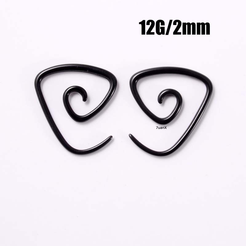 2pcs Anting Tindik Bentuk Spiral Bahan Akrilik Ringan Warna Hitam Untuk Unisex