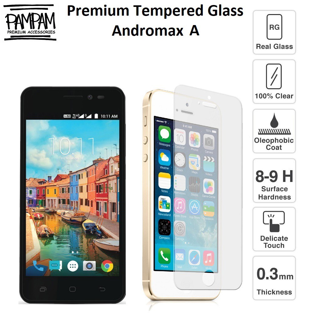 Premium Tempered Glass Andromax A 9H HP Anti Gores Layar Screen Guard Protector Tempred Original Ori