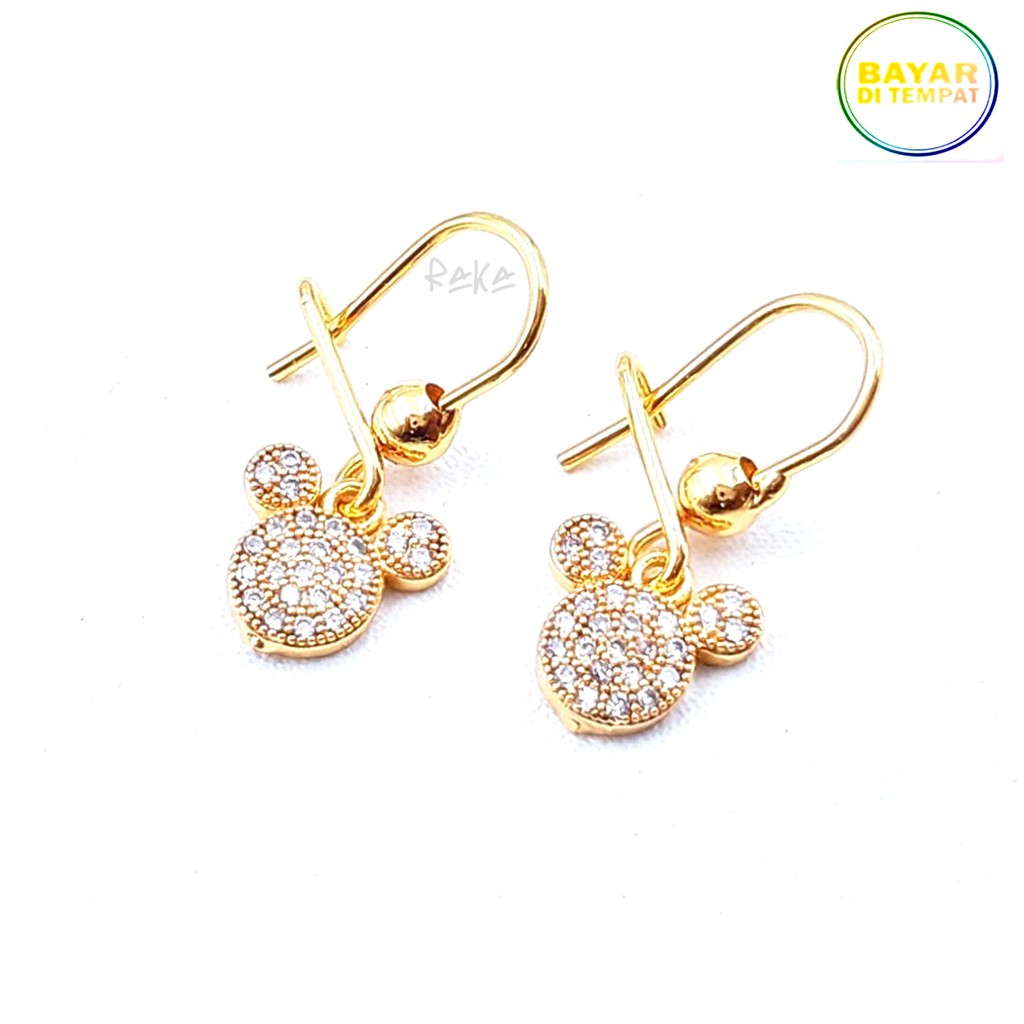 RAKA Acc - Anting Clip Model Mickey Mouse Xuping Gold Perhiasan Cantik Wanita Lapis Emas 18k 035