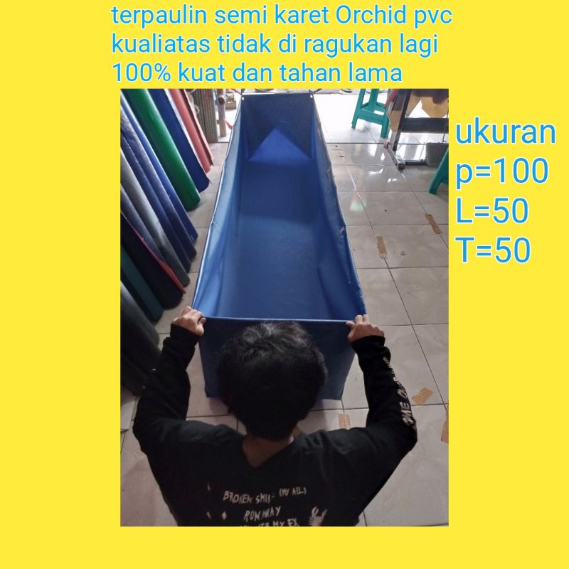 TERPAL KOLAM IKAN 100×50×50 BAHAN SEMI KARET