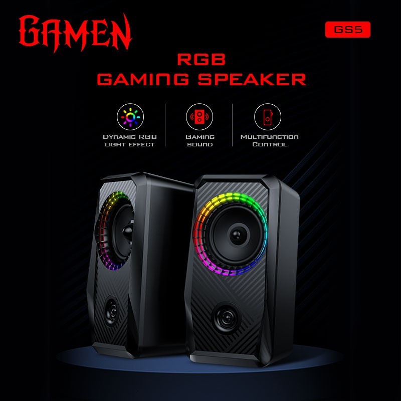 Gamen GS5 6W Dual Port Input RGB Gaming Multimedia Speaker