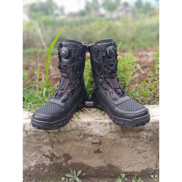 sepatu boots pdl tali putar kulit asli