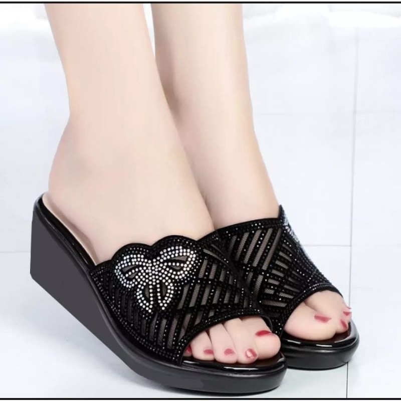 ABBUSHOES Nn 30 wedges kupu2 presan marina sol karet 7cm