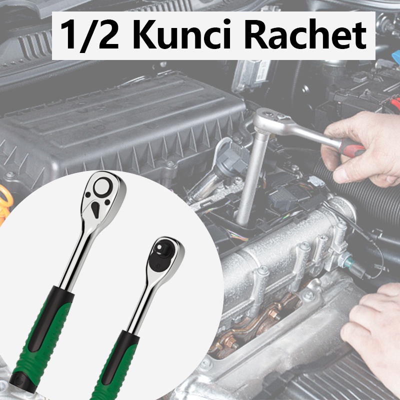 ISKU Rachet Wrench 1/2&quot; 1/4&quot; 72 45 Gigi Kunci Shock Gagang Rachet Wrench Dengan Karet 1/2 Kunci Ring rachet gagang Karet Kunci Ring pas 1/2