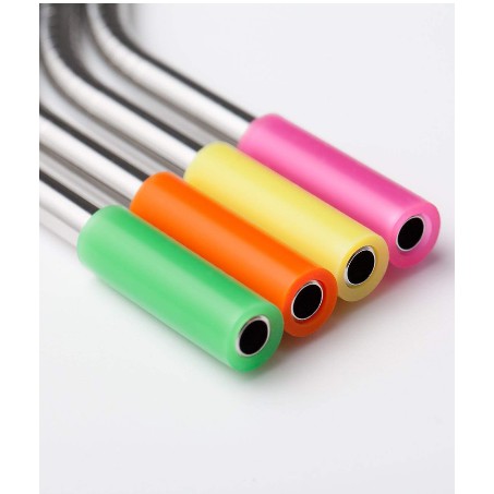 Stainless Steel Bend Straws+Silicone Case+Cleaner Brush (5pcs)