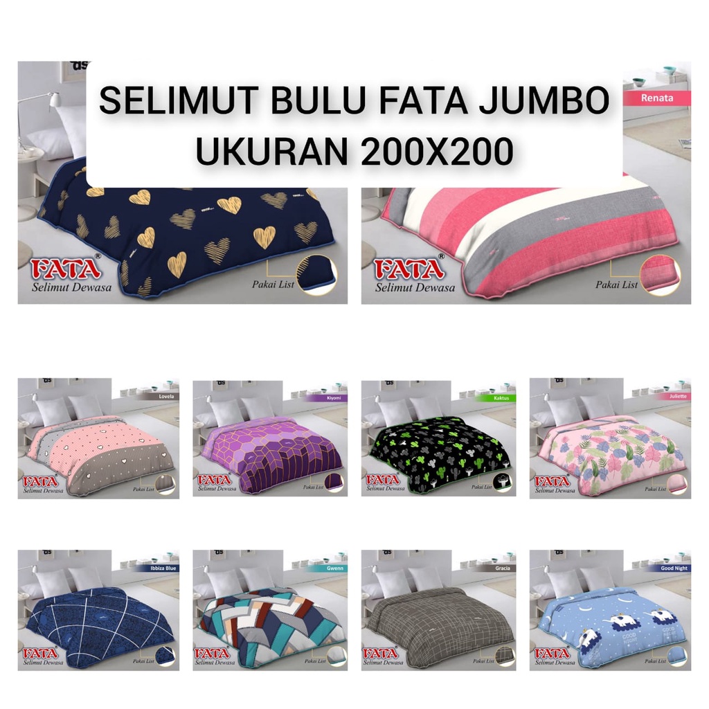 SELIMUT FATA 200X200 JUMBO MOTIF / SELIMUT BULU FATA 200X200 JUMBO