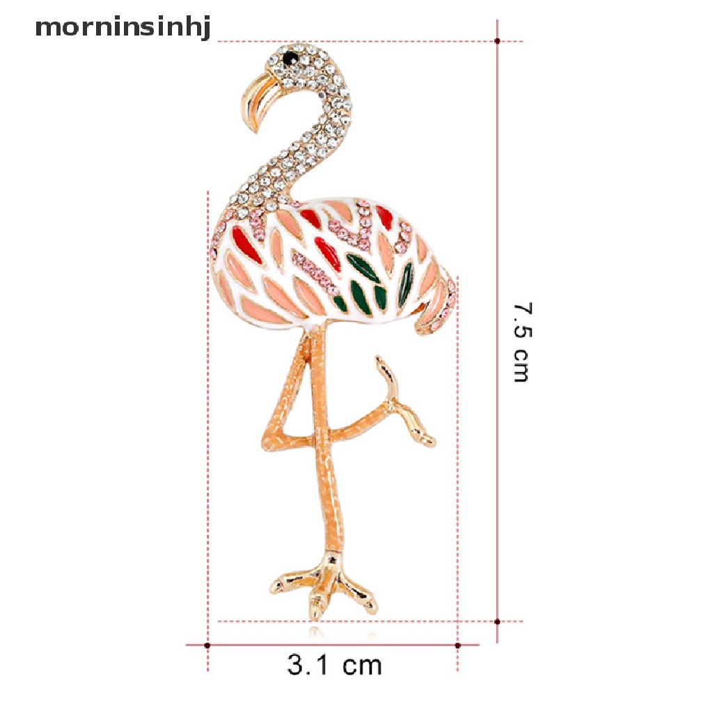 Mornin Bros Pin Enamel Bentuk Flamingo Aksen Berlian Imitasi Untuk Wanita