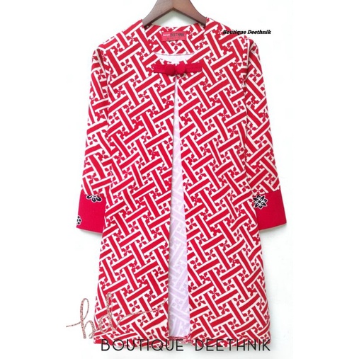 DEETHNIK - Tunik outer batik cap merah batik cap asli deethnik
