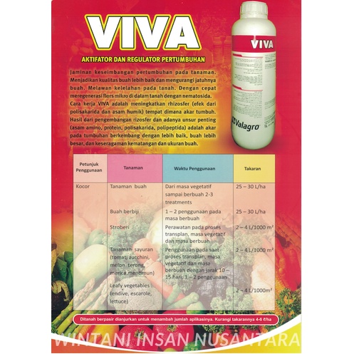 Pupuk Organik Cair Valagro VIVA Biostimulant isi 1 Liter PEMBENAH TANAH DAN KESUBURAN TANAH