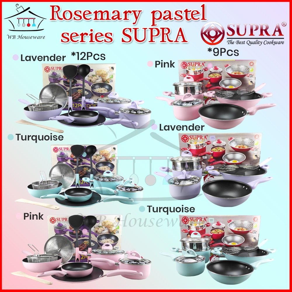 panci set supra pastel rosemary series anti lengket / cookware set 7pcs 9pcs 12pcs renatta series tu