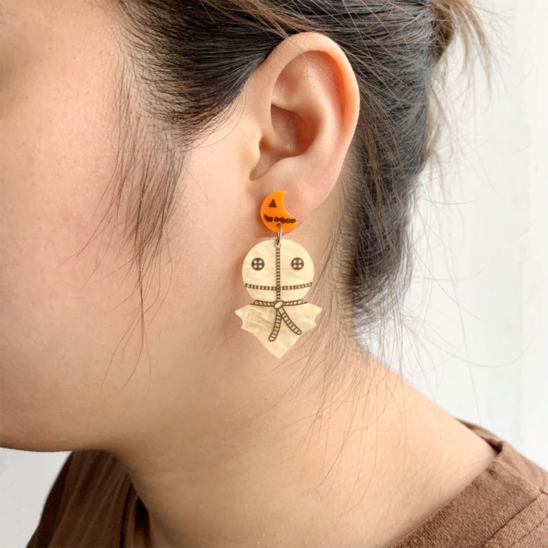 Anting Menjuntai Desain Kartun Hantu Halloween