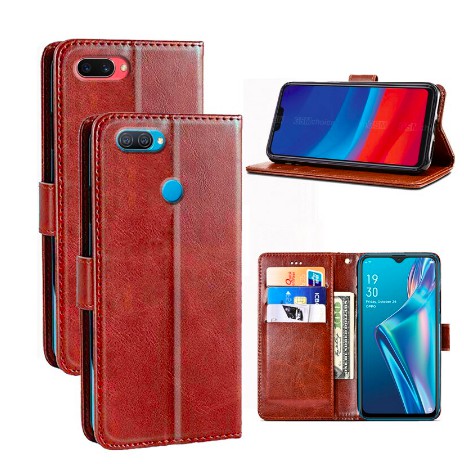 Casing Oppo A12 Flip Cover Wallet Leather Case