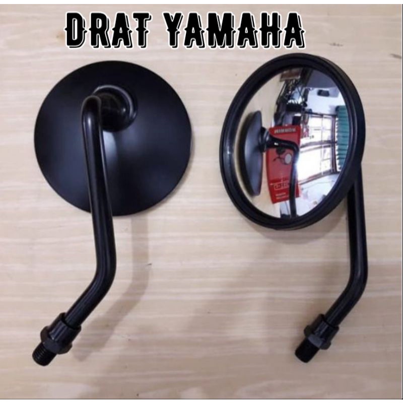 Spion motor bulat kecil classic grand suara c70 cb 100 gl 100-HITAM DRAT YAMAHA