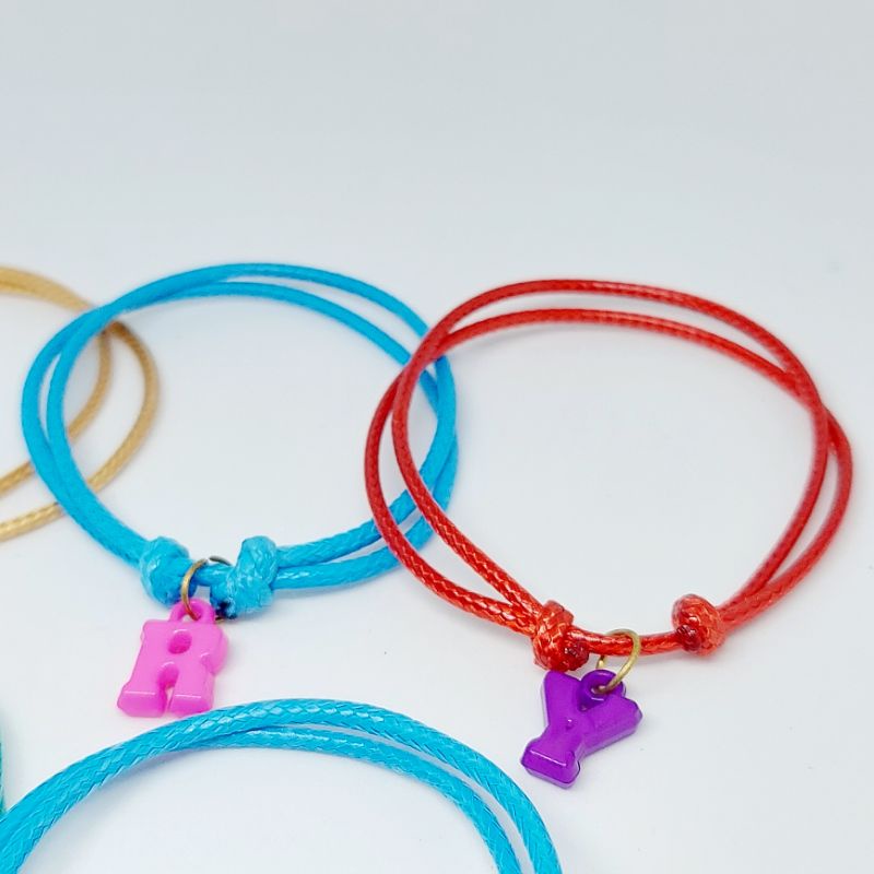 gelang inisial huruf warna kualitas premium