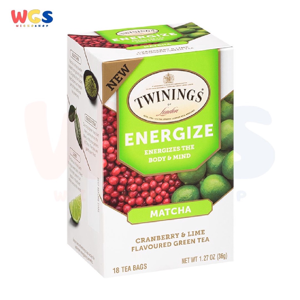 Twinings of London Energize The Body &amp; Mind Matcha Cranberry Lime Tea 18p x 2g