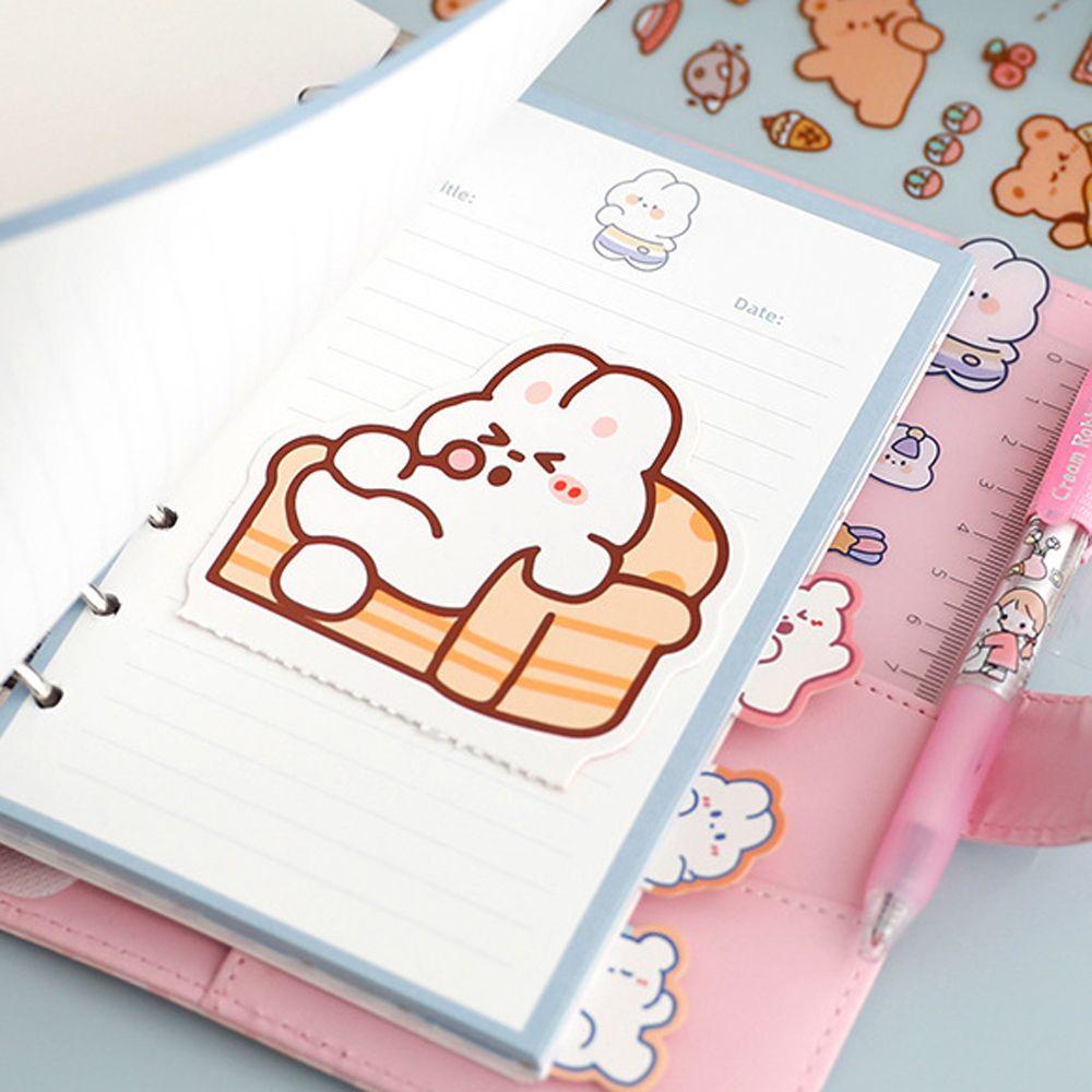 [Elegan] Kartun Alat Tulis Stiker Beruang Cream Kelinci Telepon Diary Planner Jurnal Handbook Perlengkapan Sekolah