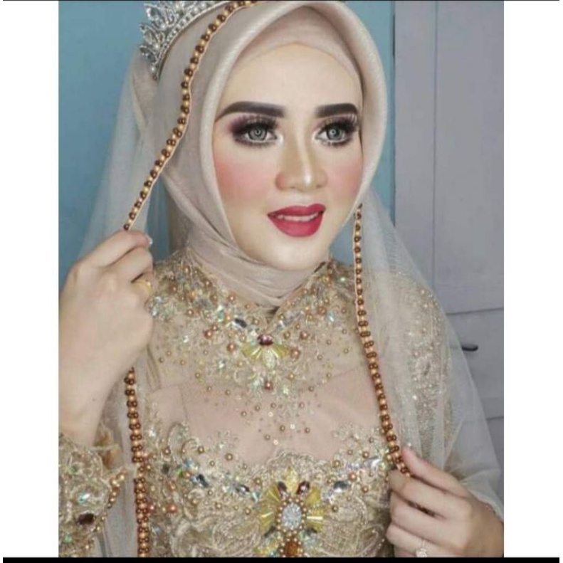 SELAYER PENGANTIN VAILE JILBAB PENGANTIN MUSLIM/Slayer akad/Slayer veil mutiara/Slayer pengantin/hijab pengantin elegan