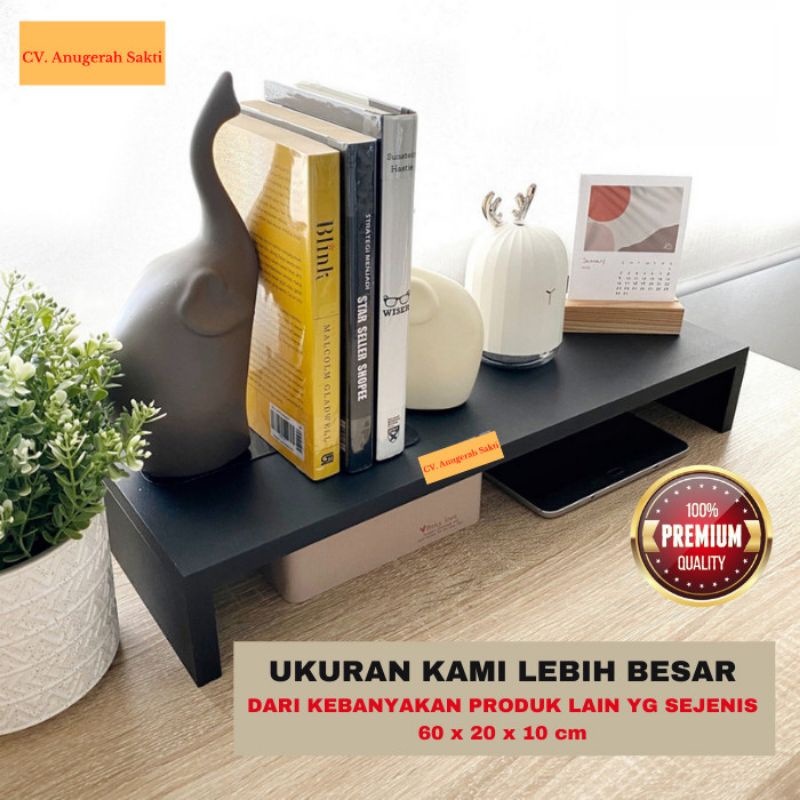BERKUALITAS TERMURAH!!! Dudukan Meja Stand Monitor Laptop Komputer Kayu ukuran 60x20x10 Cm Keren Min