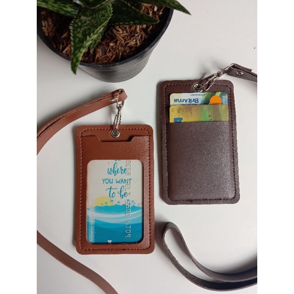 

id card holder kulit pu lanyard name tag
