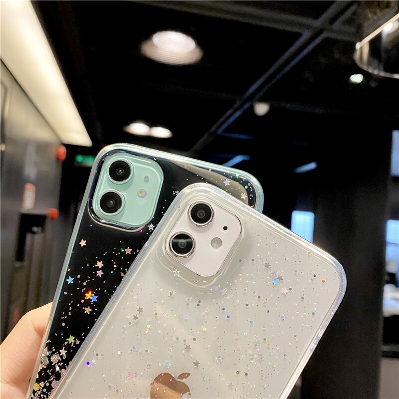 Case Bahan Silikon Aksen Glitter Dengan Tali Lanyard Untuk Iphone 12 12pro 12promax 12mini 11 Pro Max Xr Xs Max 6 7 8 Plus