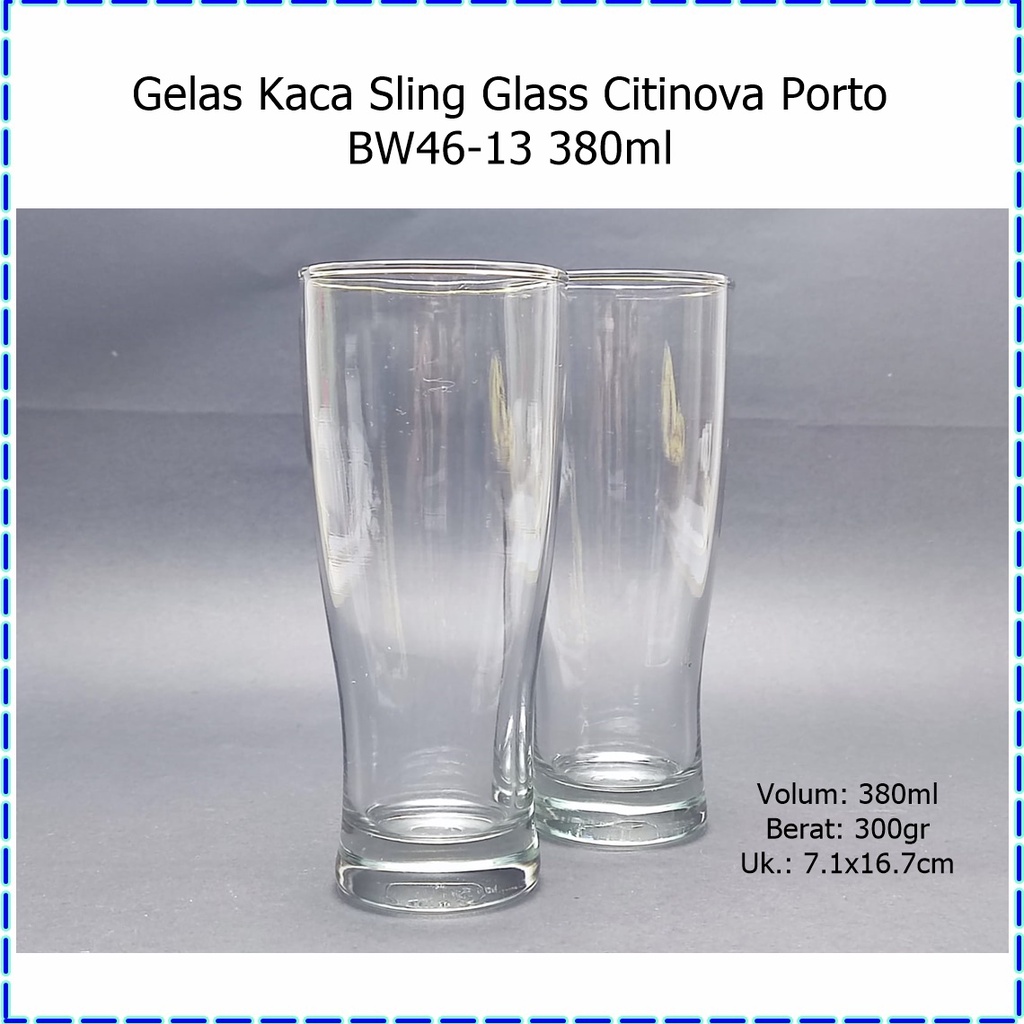 [1pcs] Gelas Kaca Sling/Gelas Jus Kaca Citinova Porto BW-46-13 380ml