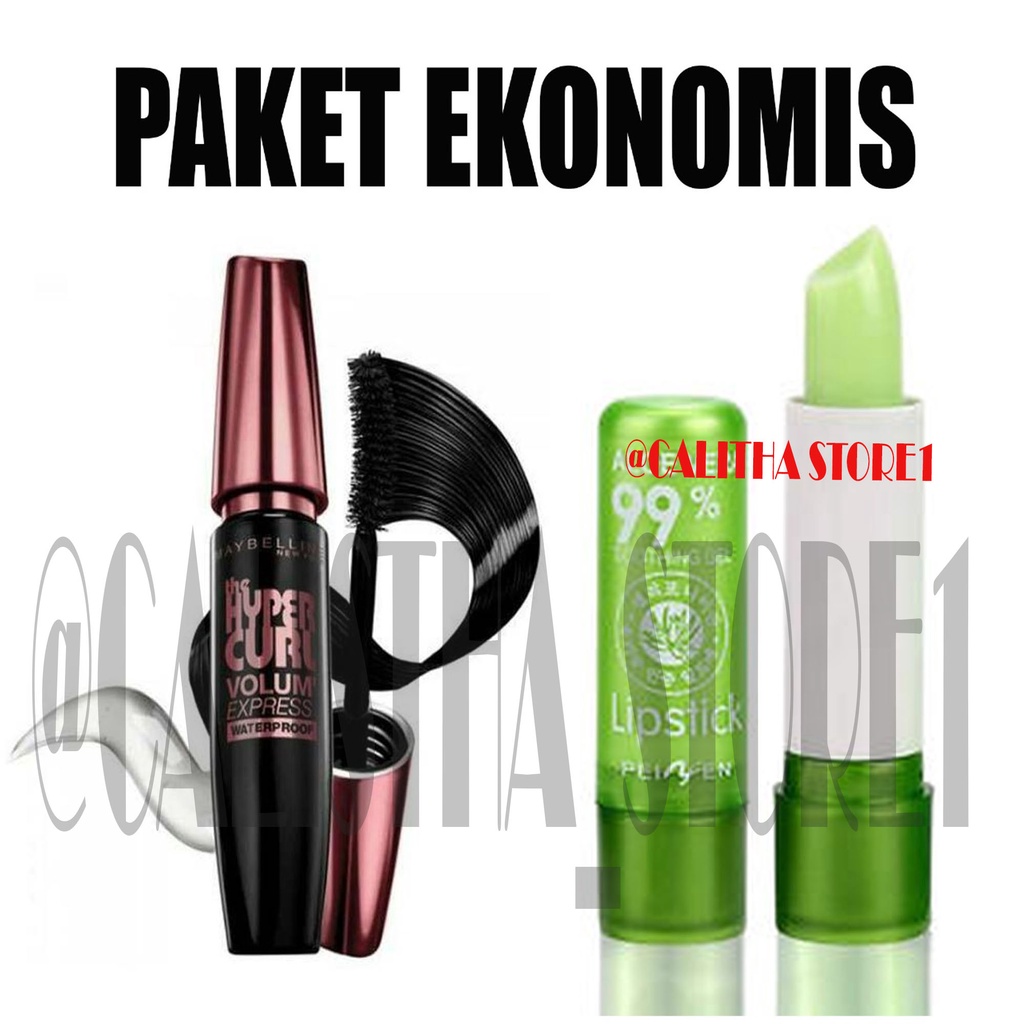 Paket Lipstick PEIYEN Aloe vera 99% dan Mascara maybelline WATERPROOF