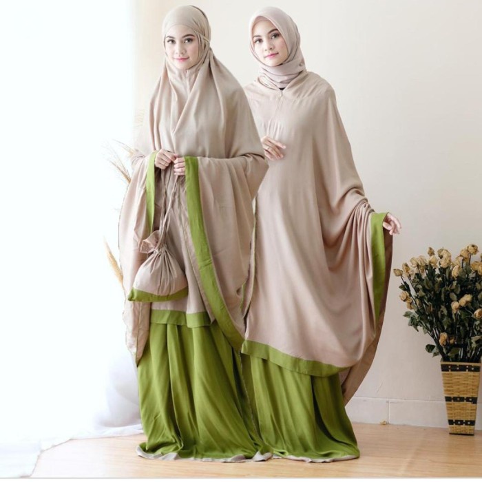 Mukena wanita Mukena Dewasa 2 in 1 Jumbo Baneska New Salwa Rayon Premium - Olive Khaki anak terviral
