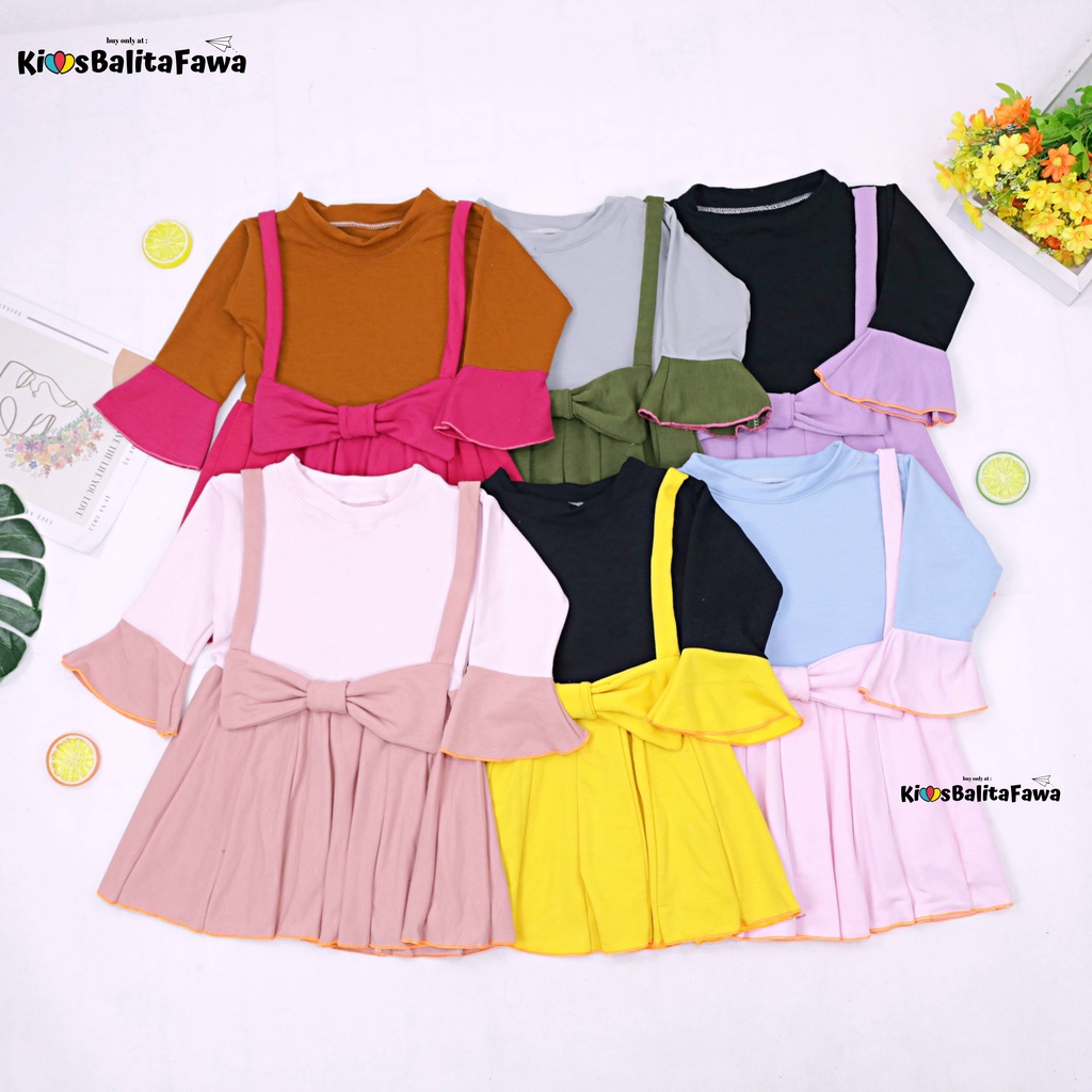 Overall Kirei uk Bayi 3-12 Bulan / IMPORT Dres Anak Perempuan Lengan Panjang Baju Gaun Pesta Adem Murah Babycinnamon