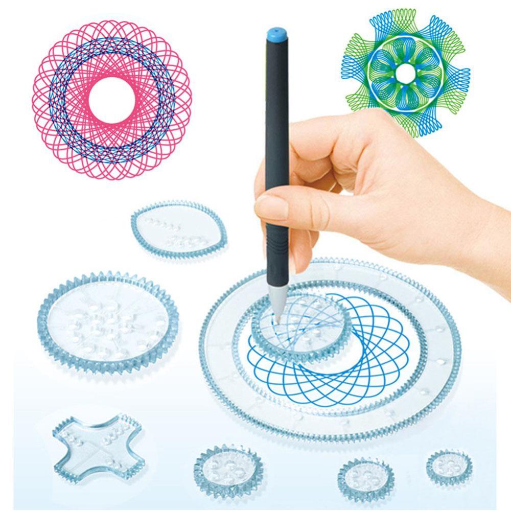 Timekey Set Penggaris Spirograph Deluxe Bahan Metal Untuk Menggambar I4U7