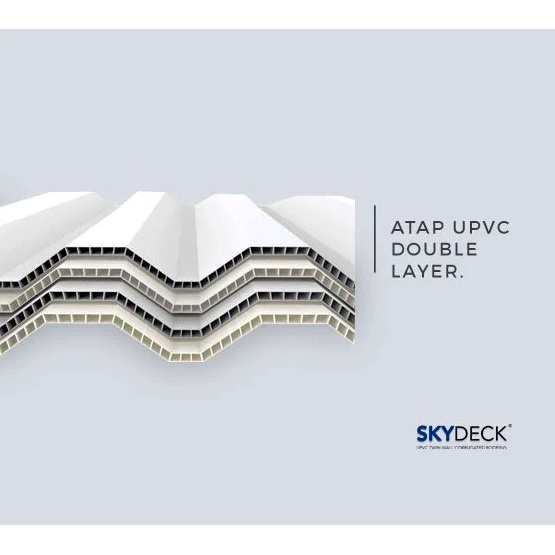 Atap Skydeck uPVC double layer per meter- lebar efektif 80 cm