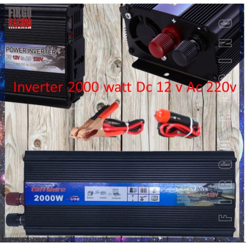 G593 INVERTER POWER 2000WATT DC TO AC USB 5V AKI MOBIL MOTOR ACCU KENDARAAN PERAHU ADA USB POWER DAN KIPASNYA DILENGKAPI AUTOMATUC THERMAL SHUTDOWN DAN DAPAT MENGUBAH ARUS DC MENJADI AC MSEHINGGA DAPAT MENYUPLAI DIGITAL YANG MEMBUTUHKAN DAYA MAX 2000W