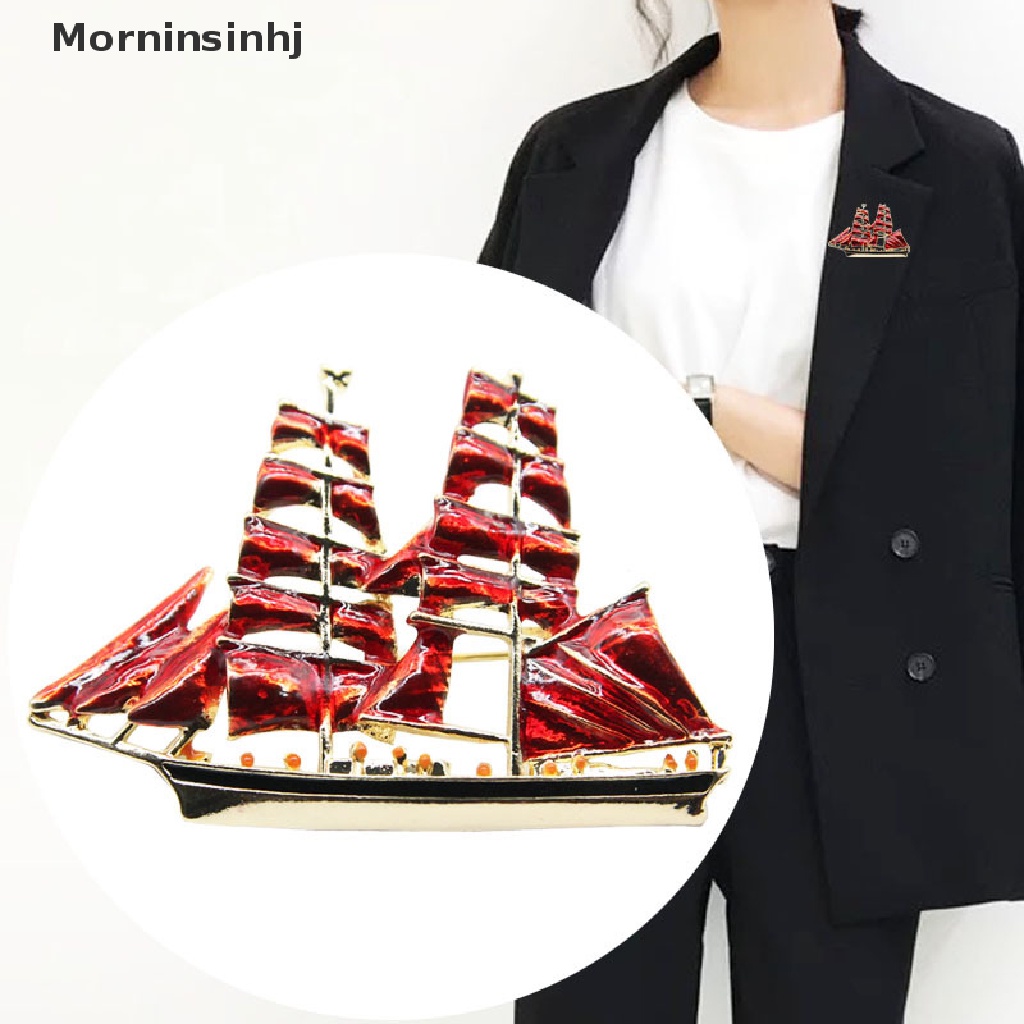 Mornin Fashion Kristal Enamel Vintage Perahu Pin Bros Kerah Lapel Lencana Perhiasan Hadiah id