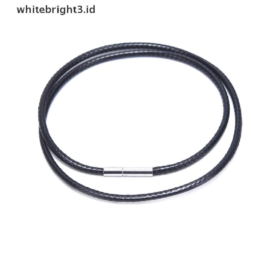 {whitebright3.id} Black Wax Leather Cord Stainless Steel Rotary Clasp Necklace Choker Rope Jewelry ,