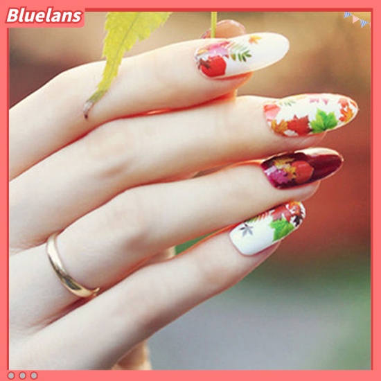 Bluelans Stiker Nail Art Manicure Desain Daun Maple Bunga Butterfly