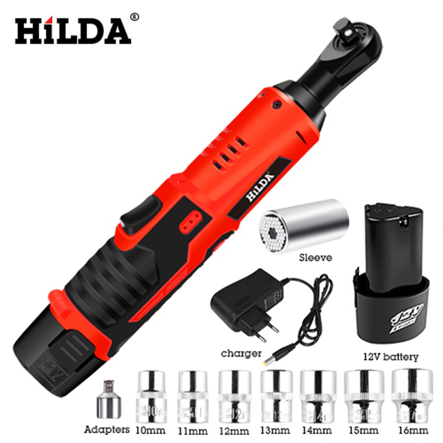 PO HILDA 12V Electric Wrench Kit Cordless Ratchet Wrench Rechargeable Scaffolding Torque Ratchet