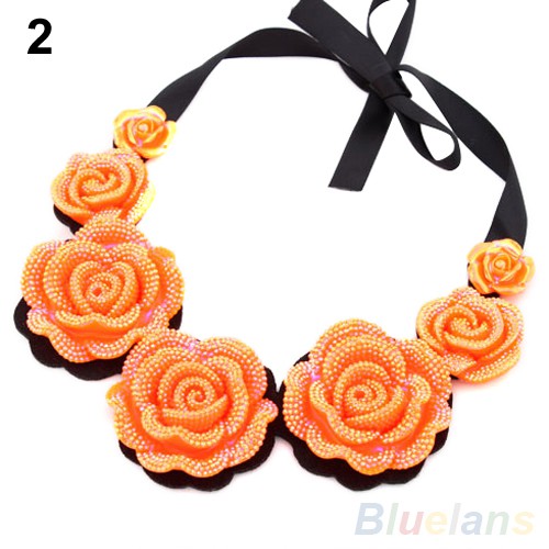 Kalung Choker Bahan Lace Motif Bunga Mawar Gaya Retro Untuk Wanita