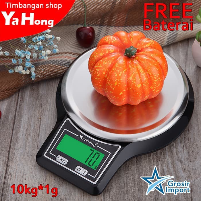 Timbangan Digital Dapur / Timbangan Meja / Timbangan Stainless Wei Heng KITCHEN SCALE 10kg 1gram