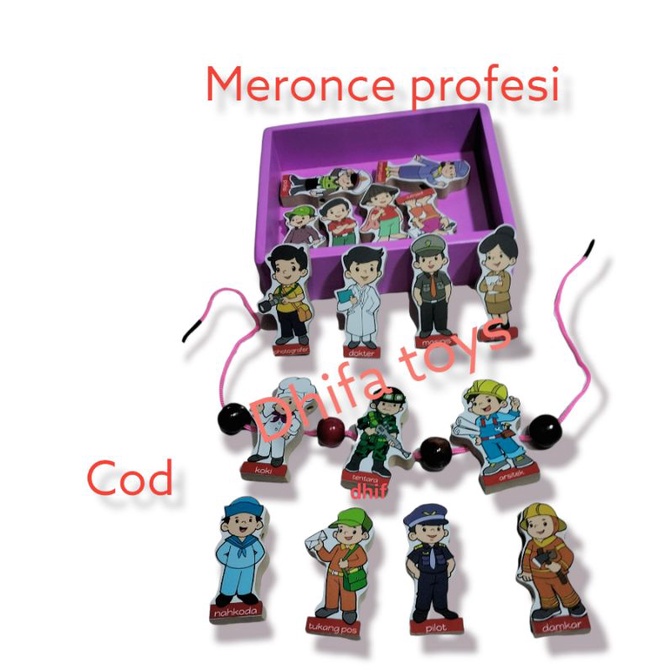 Meronce Balok Profesi - Mainan Edukasi Balok | Mainan Edukasi Alat Peraga Anak TK/Paud