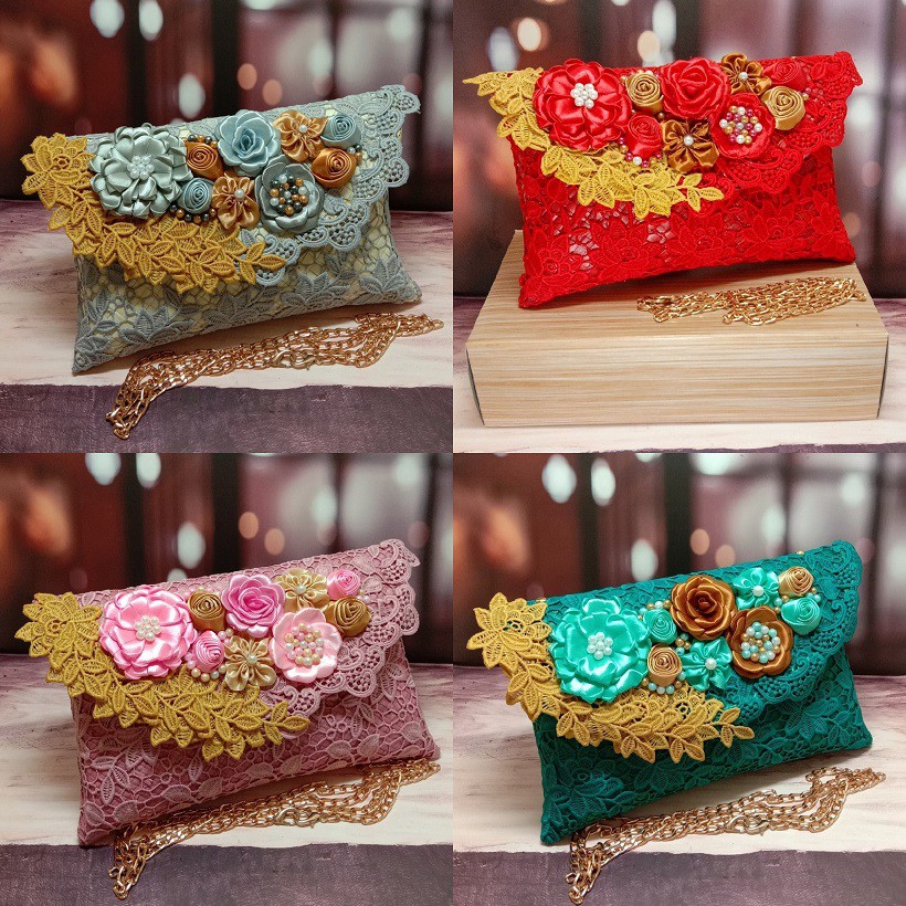 RJ CRAFT - Clutch Pesta Trendy Clutch Brokat Premium Clutch Kondangan Clutch Party Wanita Sling Bag