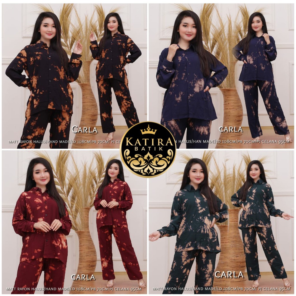 XXL LD 108 SET SHIBORI CARLA SETELAN TIEDYE HANDMADE CANTIK SET PIYAMA KEKINIAN JUMBO RAYON CAP