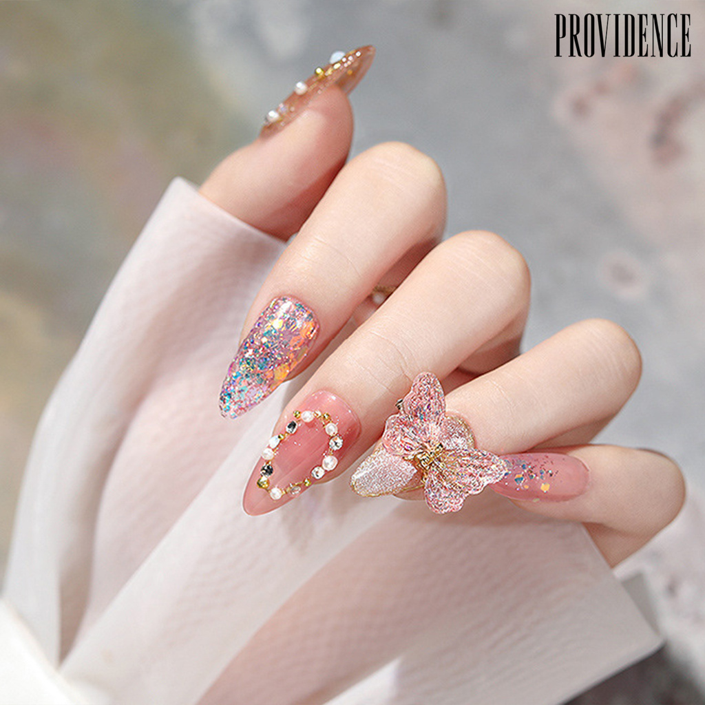 Providence 5pcs / Kantong Glitter Kupu-Kupu 3d Bahan Resin Untuk Dekorasi Nail Art