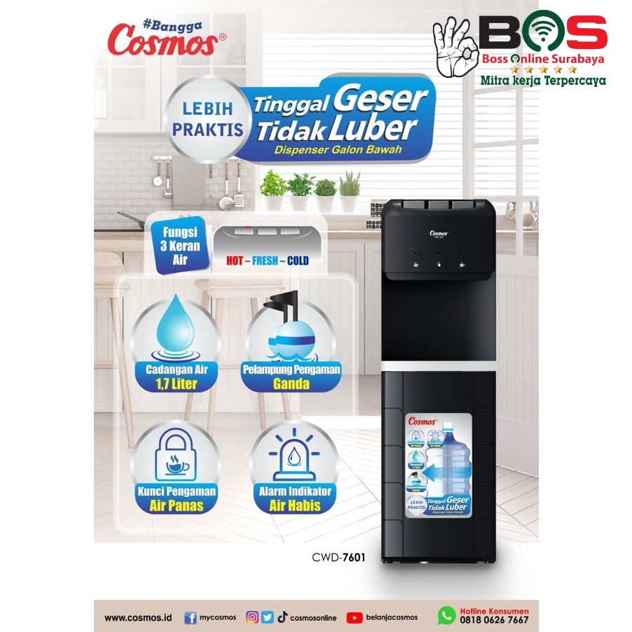 Dispenser Cosmos CWD 7601 CWD-7601 Dispenser Galon Bawah Dingin Panas Dispenser