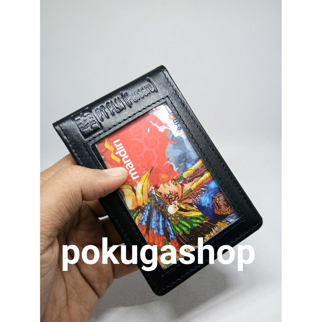 

name tag kulit pln -nametag kulit asli logo pln -unisex -id card holder kulit -nametag kulit sapi