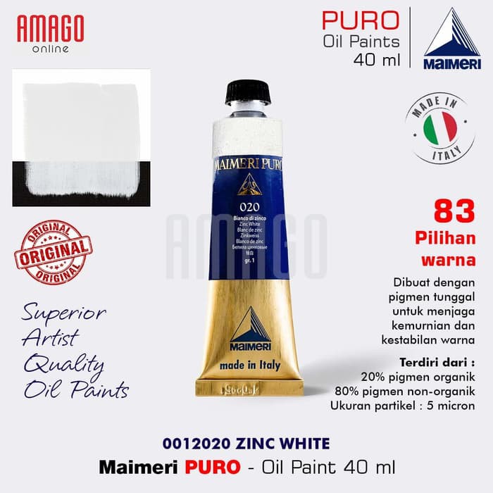 MAIMERI PURO - OIL PAINT - ZINC WHITE - 40ML - M0012020