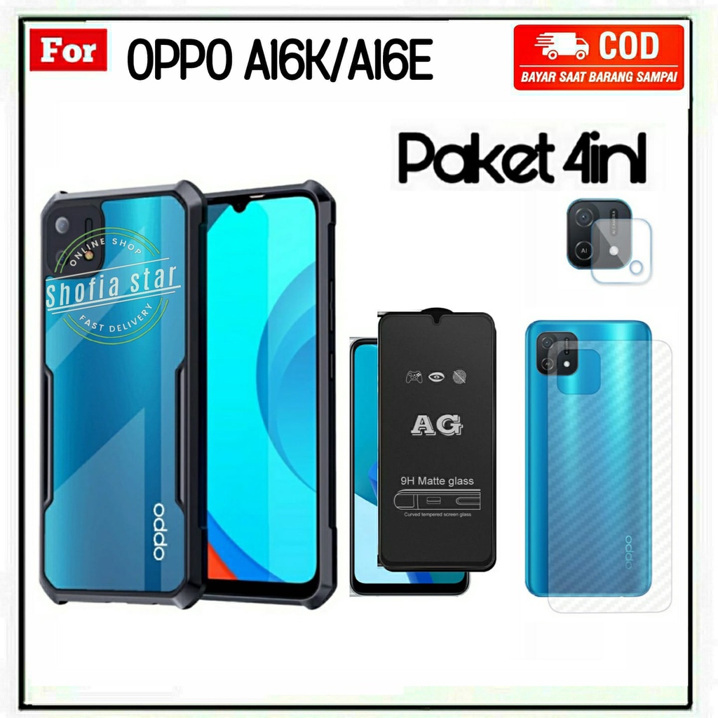 4IN1 CASE OPPO A16K 16E SOFTCASE SHOCKPROOF TRANSPARAN CAMERA PROTECT CASING